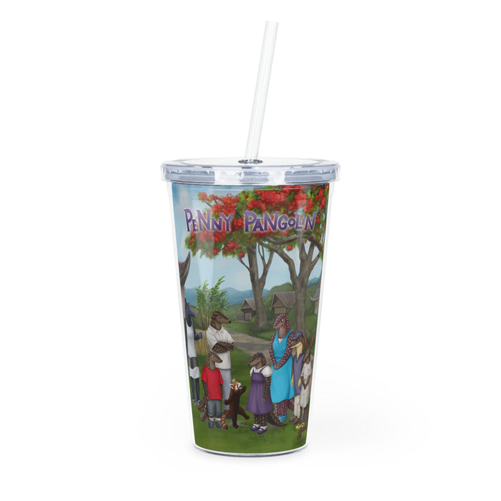 Penny Pangolin Plastic Tumbler with Straw