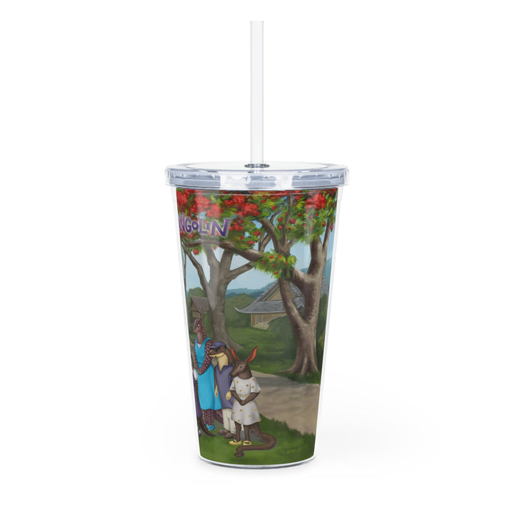 Penny Pangolin Plastic Tumbler with Straw